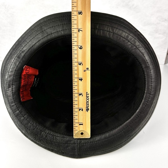 Genuine Leather Fedora XL Black Brown Band American Hat Makers Freedom Hats - Picture 5 of 9